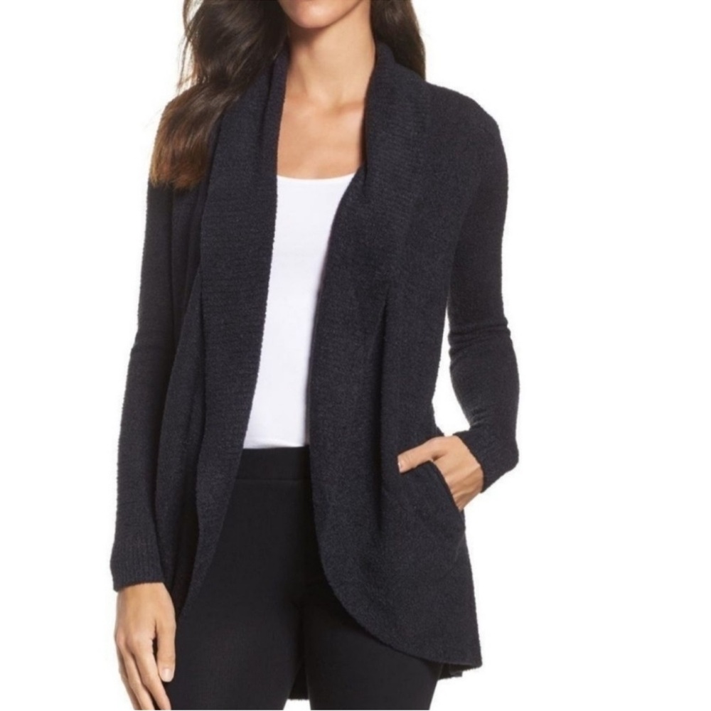 Barefoot‎ Dreams Cozy Chic Lite circle Black Cardigan Medium casual comfy